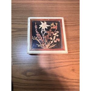 Vintage Pressed flower wooden Music Box | Reuge Swiss Movement Made In West Germ